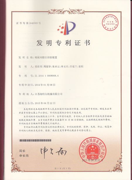 China Jiangsu RichYin Machinery Co., Ltd certificaten